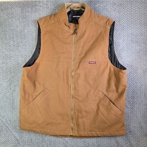 Wolverine Men's XL Brown Canvas Work Vest Sherpa‎ Lined Insulated Zip Front